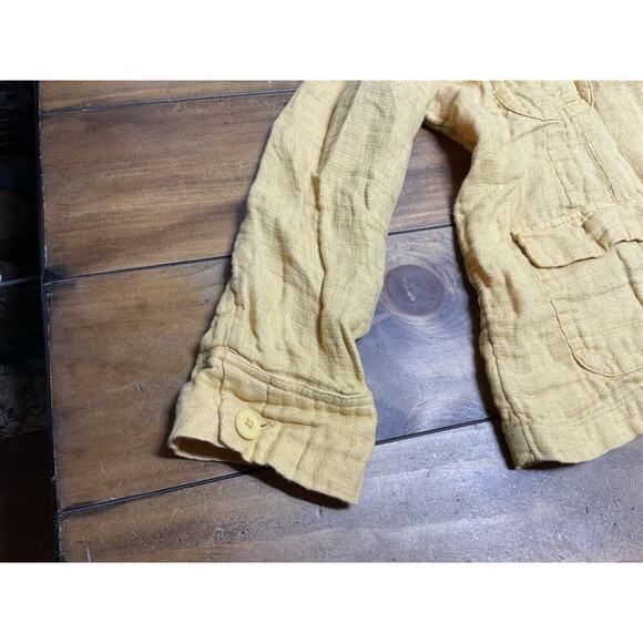 Eileen Fisher Jacket Mustard Marigold Yellow Womens Linen Utility Lightweight XL - Picture 5 of 11